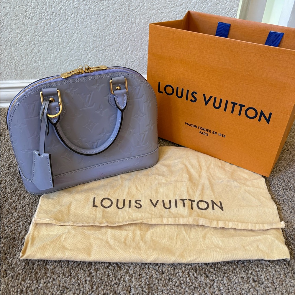 Louis Vuitton Patent Alma BB Vernis Tote or Shoulder Bag Light Purple